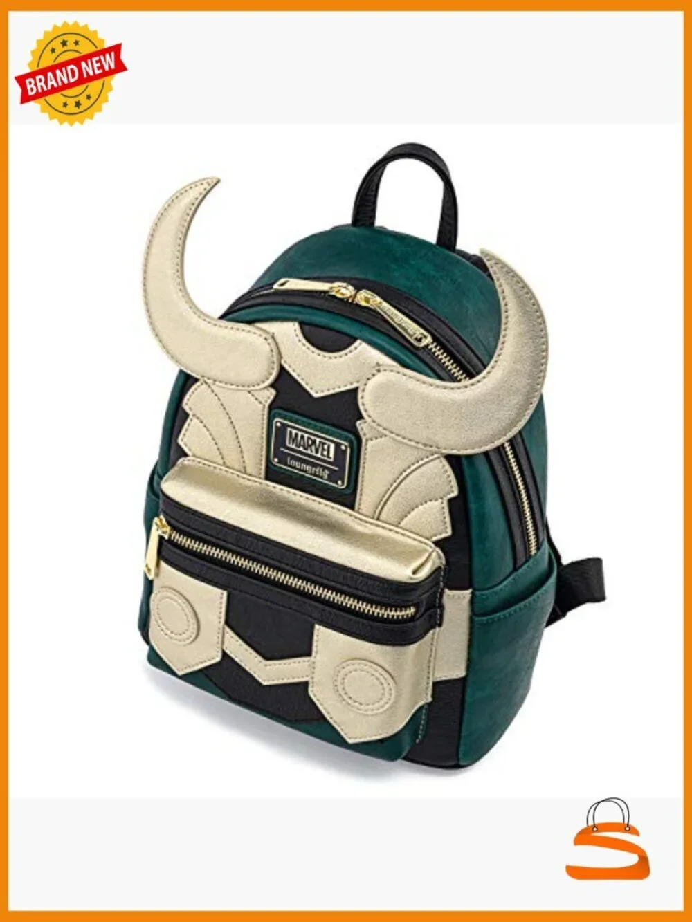 Loungefly Marvel Loki Cosplay Faux Leather Double Strap Shoulder Bag Purse